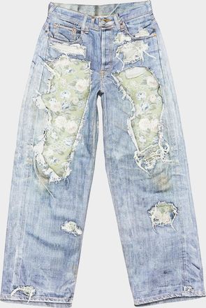 Acne Studios Men & apos;s Deconstructed Floral Repair Relaxed Fit Jeans
