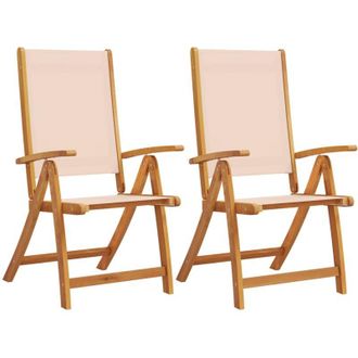 vidaXL Vidaxl - Sillas De Jard&iacute;n Plegables 2 Uds Madera Maciza Acacia Textileno