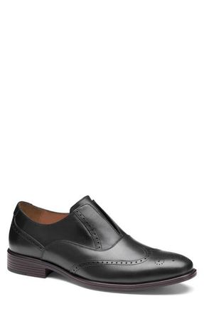 Johnston & Murphy Reeve Wingtip Slip-On Shoe in Black Full Grain at Nordstrom, Size 11.5