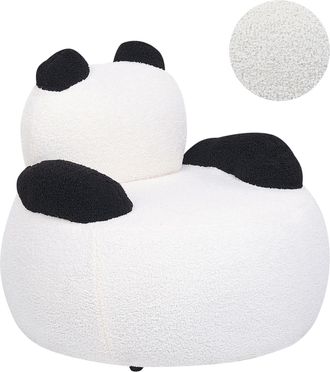 Beliani Silla Animales Tapicer&iacute;a Boucl&eacute; Dise&ntilde;o Sill&oacute;n Forma Panda Con Reposabrazos Afelpado Muebles Infantil Para Ni&ntilde;os Blanco Y Negro Viby