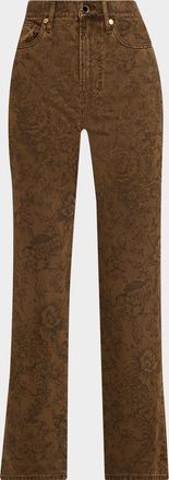 Veronica Beard Dylan Floral Straight-Leg Jeans