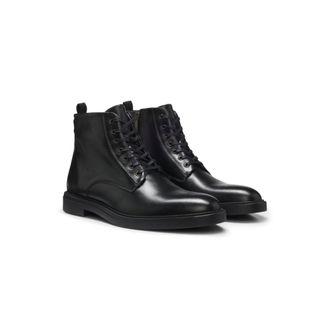 BOSS Leather lace-up boots with a side zipper