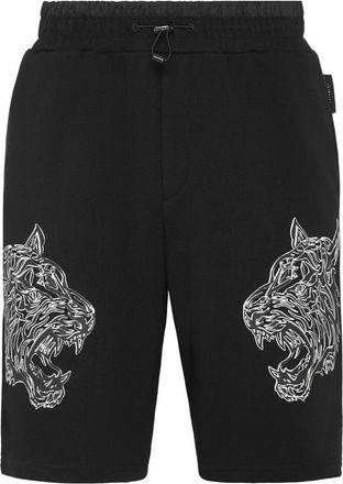 Plein Sport Jogging Shorts Tiger - Heren - Korte sportbroeken - Zwart - S - Katoen - Fitness