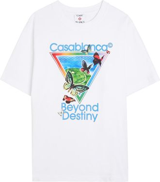 Casablanca Casablanca Tennis Club Icon Beyond Destiny Printed Cotton T-shirt - White - XL
