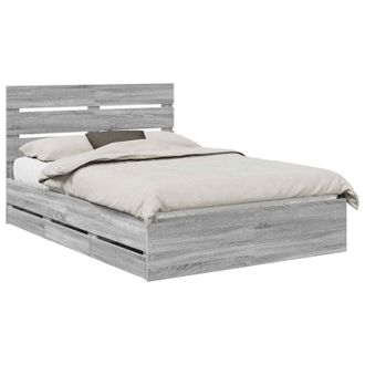 vidaXL Estructura De Cama Gris Sonoma 150 X 200 Cm Madera Ingenieril Vidaxl