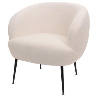 Hhg [nunca Usado] Sill&oacute;n De Sal&oacute;n Hhg-442, Sill&oacute;n De C&oacute;ctel/club Sill&oacute;n Tapizado, Tela/textil Boucl&eacute; (330g/m&sup2;) Metal Mvg, Blanco