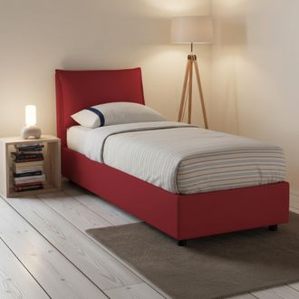 Talamo Italia Talamo Italia - Cama Individual Evelyn, Cama Contenedor Con Revestimiento De Tela, 100% Made In Italy, Apertura Frontal, Con Colch&oacute;n Cm 90x200 Incluid