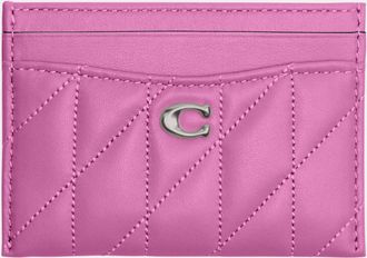 Coach Womens Essential Card Case With Pillow Quilting - Pink Leather - One Size