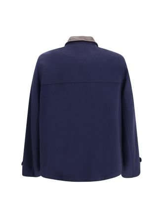 Brunello Cucinelli Mens Virgin Wool Jacket Withnappa Inserts Blue Fleece Ovis Aries