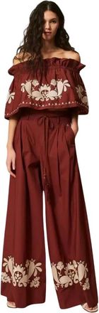 Twinset Broeken, Dames, Rood, XS, Palazzo Broek
