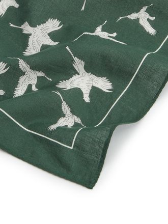 Oliver Brown Cotton Pheasant Handkerchief - Bottle Green
