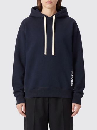 Jil Sander Felpa hoodie in cotone relaxed fit con cappuccio e logo a contrasto