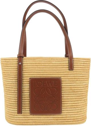 Loewe Beige Brown Raffia Leather Tote Bag (Pre-Owned)