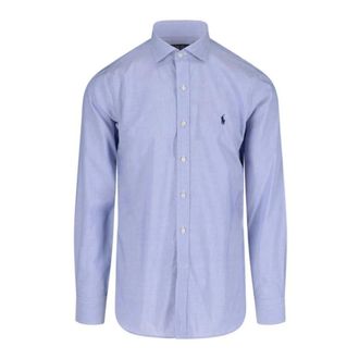 Ralph Lauren Casual Shirts, male, Blue, Size: 2XL Slim Fit Stretch Poplin Shirt