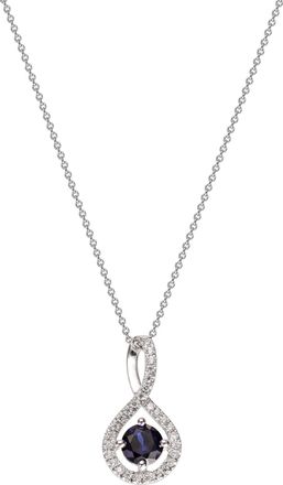 Created Brilliance Kirsty White Gold Created Sapphire and Lab Grown Diamond Necklace