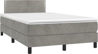 vidaXL Vidaxl - Cama Box Spring Colch&oacute;n Y Led Terciopelo Gris Claro 120x200 Cm