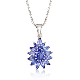 Ross-Simons Tanzanite Cluster Pendant Necklace in Sterling Silver