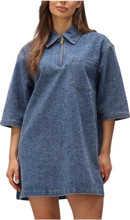 Object Object, Kleedjes, Dames, Blauw, S, Katoen, Objfrida 3/4 Sleeve Lo Dress