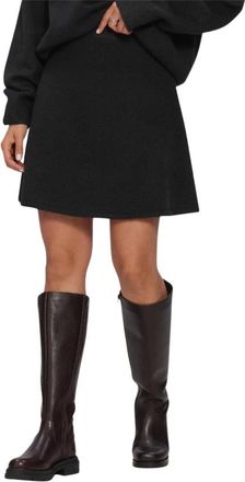Notre-V Nv-Ies Mini Rok - Dames - Korte rokken - Zwart - 2XL - Wol - Rokken