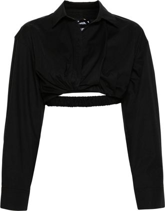Jacquemus Bahia cropped poplin shirt - women - Elastane/Cotton - 40 - Black