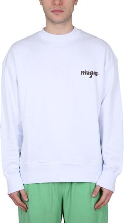 Msgm White Crew Neck Sweatshirt