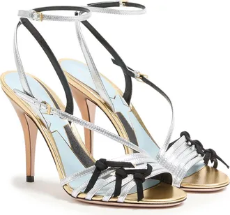 Valentino Garavani Metallic Ankle Strap Sandal in Silver Multi at Nordstrom, Size 10.5Us