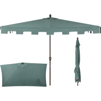Jonathan Y Designs Sidney 9 ft. Classic MidCentury Rectangular Half Market Patio Umbrella with Crank, Wind Vent and UV Protection in Green at Nordstrom