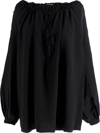 Saint Laurent Black Silk Peasant Blouse Size S