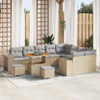 vidaXL Vidaxl - Conjunto De Sof&aacute; De Jard&iacute;n Con Coj&iacute;n 12 Pcs Beige, Gris Claro