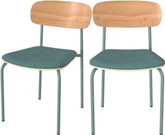 Rendez-Vous D&eacute;co Rendez-vous D&eacute;co - Set De 2 Sillas En Madera Clara Y Tela Azul Pato - Alba