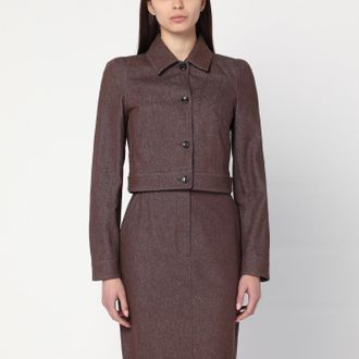 Max Mara Cropped brown denim-effect jacket
