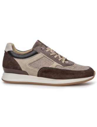 Floris Van Bommel Sneaker effen bruin textiel Floris van Bommel