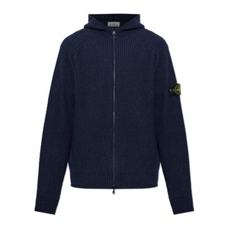 Stone Island Cashmere Hooded Cardigan - Heren - Truien - Blauw - Maat: S Kasjmier