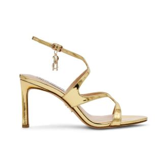 Steve Madden High Heel Sandals, female, Yellow, Size: 7 1/2 US Golden Patent Leather Ankle Strap Heels