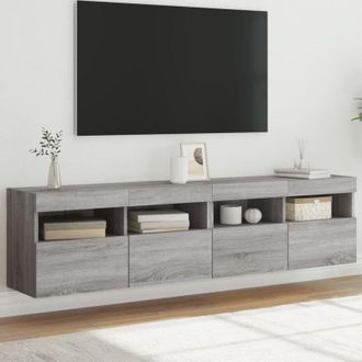 vidaXL Vidaxl - Muebles Tv De Pared Con Luces Led 2 Uds Gris Sonoma 80x30x40 Cm