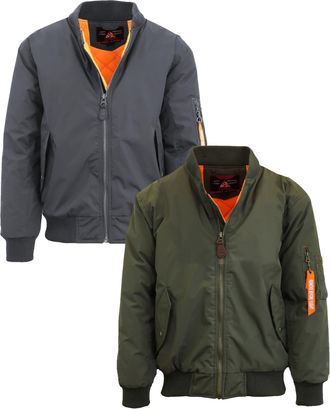 Spire by Galaxy Mens Heavyweight MA-1 Bomber Flight Jacket - 2 Pack
