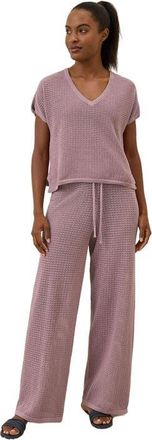 Pact Beachside Linen V-Neck Top Made with Organic Cotton in Lavender Haze at Nordstrom, Size X-Large