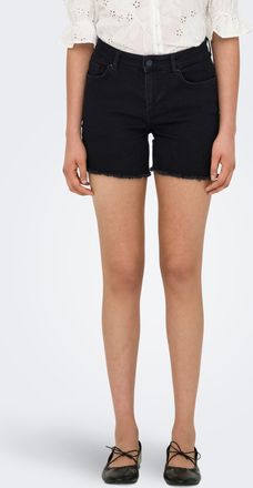 Only Jeansshorts ONLY ONLLAURA MID WAIST SHORT RW BOX, Damen, Gr. XL, N-Gr, schwarz, Denim/Jeans, Obermaterial: 80% Baumwolle, 19% Polyester, 1% Elasthan, 