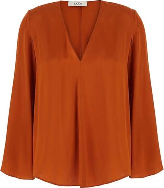 Jucca Zijden Top met V-hals - Dames - Blouses - Oranje - XS - Overhemden