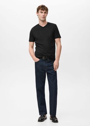 Mango Maglietta 100% cotone collo a V slim-fit nero - Uomo - XXL - MANGO MAN