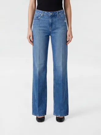 Paige Jeans palazzo a vita alta in denim di cotone e lyocell