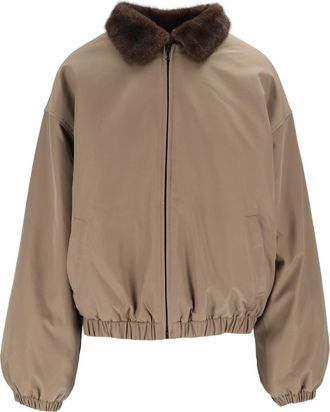 Eleh Mud Cropped Faux Fur Collar Jacket