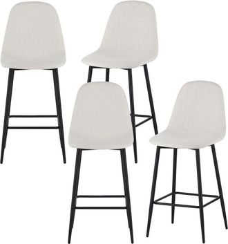 Bata BAÏTA Set di 4 sgabelli da Bar in Tessuto con Base in Metallo Nero, Fibbia, Bianco, Dimensions : 42,5 x 49 x 101,5 cm, 4 unità