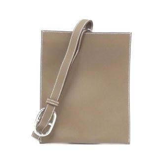 Herm&egrave;s Etoupe Gray Swift Leather Chain/Shoulder Wallet (Pre-Owned)