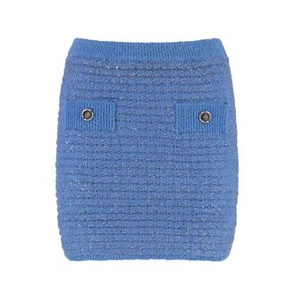 Pinko Pinko, Rokken, Dames, Blauw, S, Katoen, Miletto Gebreide Mini Rok