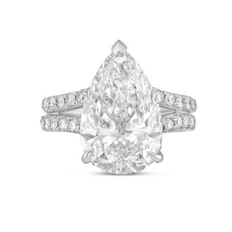 Diana M. Jewels Platinum 15ct lab grown pear diamond Micropav&eacute; Split Shank Ring