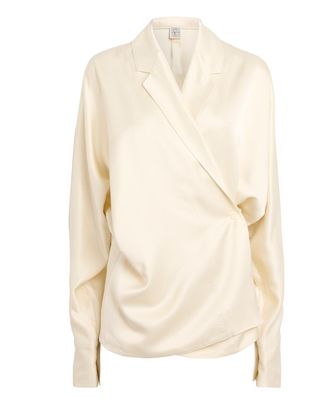 Toteme Beige Satin Wrap Blouse Size S