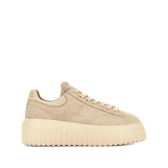 Hogan Sneakers, female, Beige, Size: 5 1/2 US Beige Lace-Up Sneakers with Logo