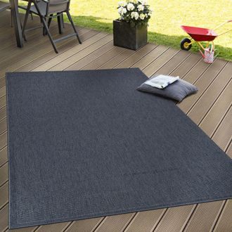 Paco Home Paco Home - Alfombra Interior Y Exterior Tejido Liso Terrazas Aspecto Natural Azul Marino 120x160 Cm