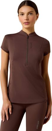 Ariat Womens Breathe 1/2 Zip Baselayer Top in Pommel Brown, Size 2X-Small, by Ariat